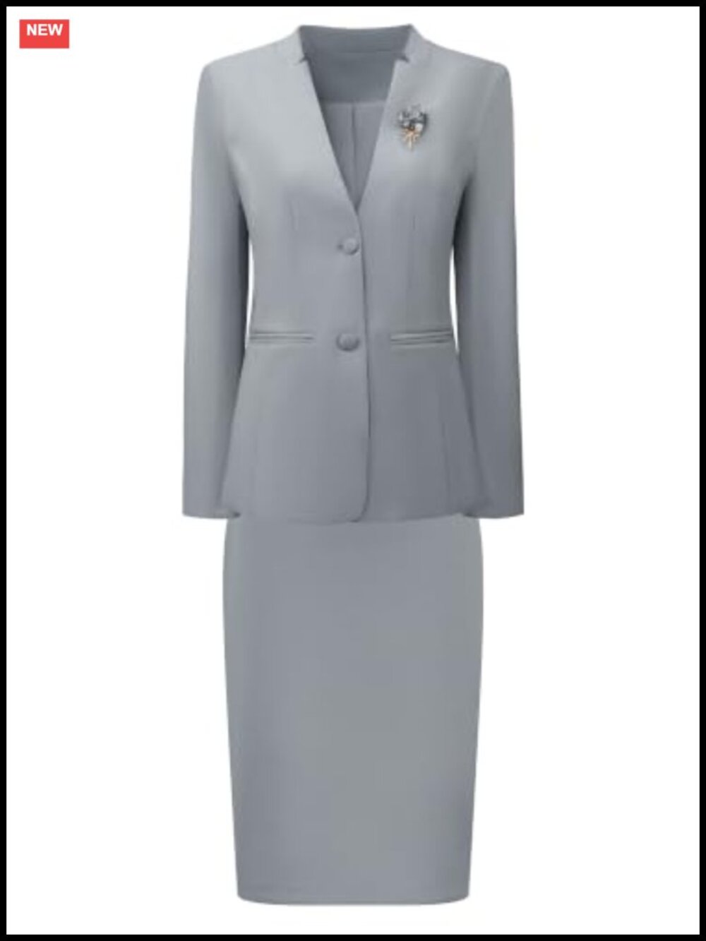 Women's 2 Piece Skirt Suit Set - Business Formal Blazer and Pencil Skirt with